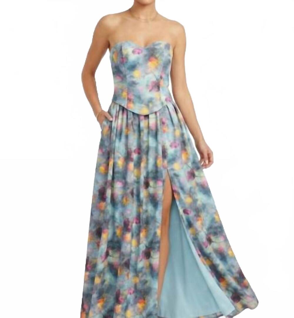 NEW MINUET strapless lace up dress in powder blue